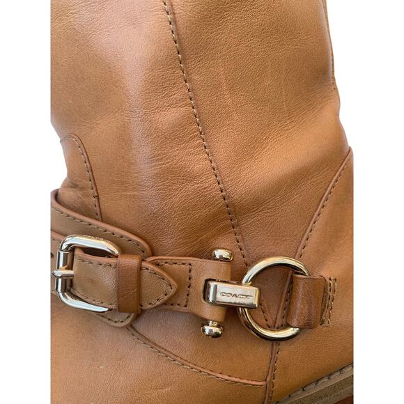 Genuine Coach Tan Leather Tall Riding Boots Light Brown Tan Size 7 - Picture 7 of 10